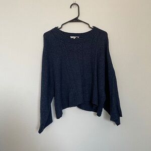 Jack by BB Dakota Sweater Women's LG Blue Flare Sleeve Crop Crew Neck Casual